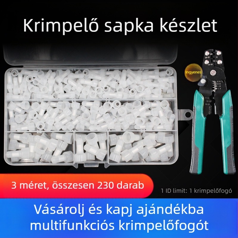Press-fit sapka, zárt végű terminál, nipple sapka CE-1x2x5x vezetékek összekapcsolásához