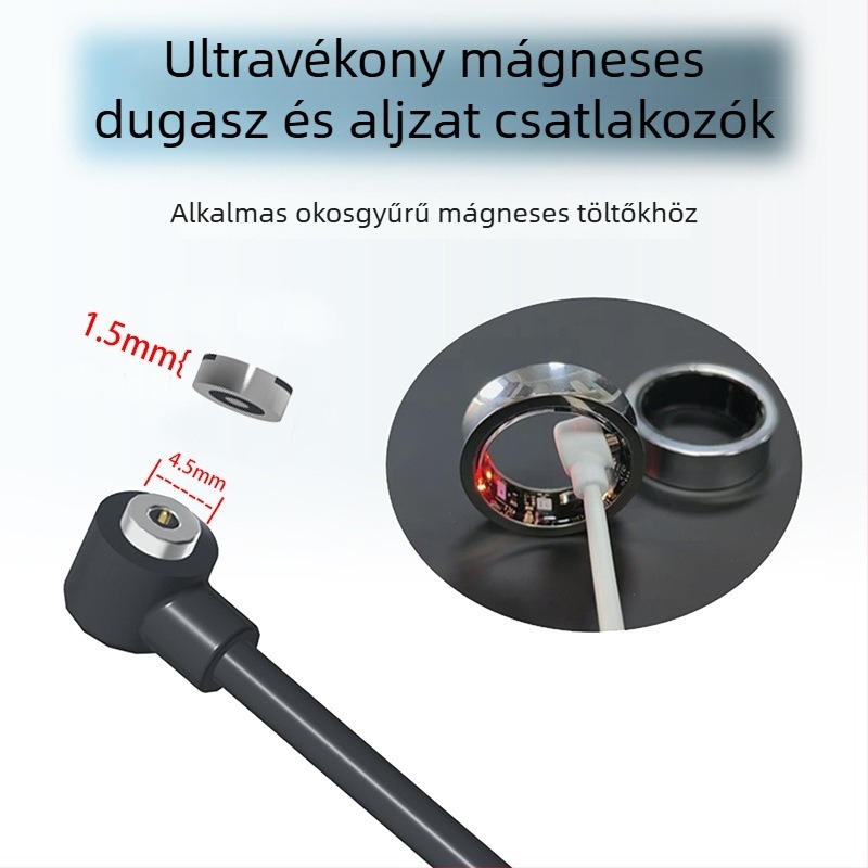 1,5 mm átmérőjű körkörös ultra vékony okos gyűrű töltőkábel mágneses női csatlakozóval, vízálló