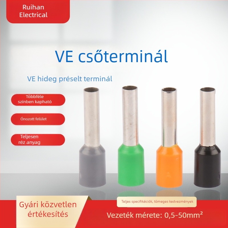 VE0312 Cső alakú előszigetelt terminál, E-típusú csőcsap, európai réz terminál