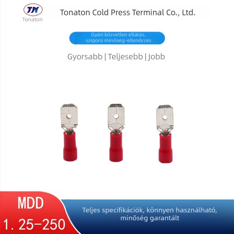 Tuonetong MDD1.25-250 előre szigetelt crimp terminál 6.3 mm penge