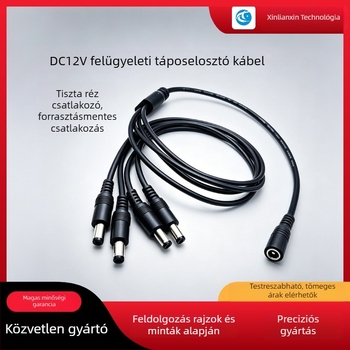 12V LED-szalaghoz tápegység elosztó kábel DC5521 csatlakozóval, elosztás 1-2 és 1-3, női–férfi