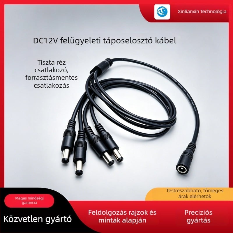12V LED-szalaghoz tápegység elosztó kábel DC5521 csatlakozóval, elosztás 1-2 és 1-3, női–férfi