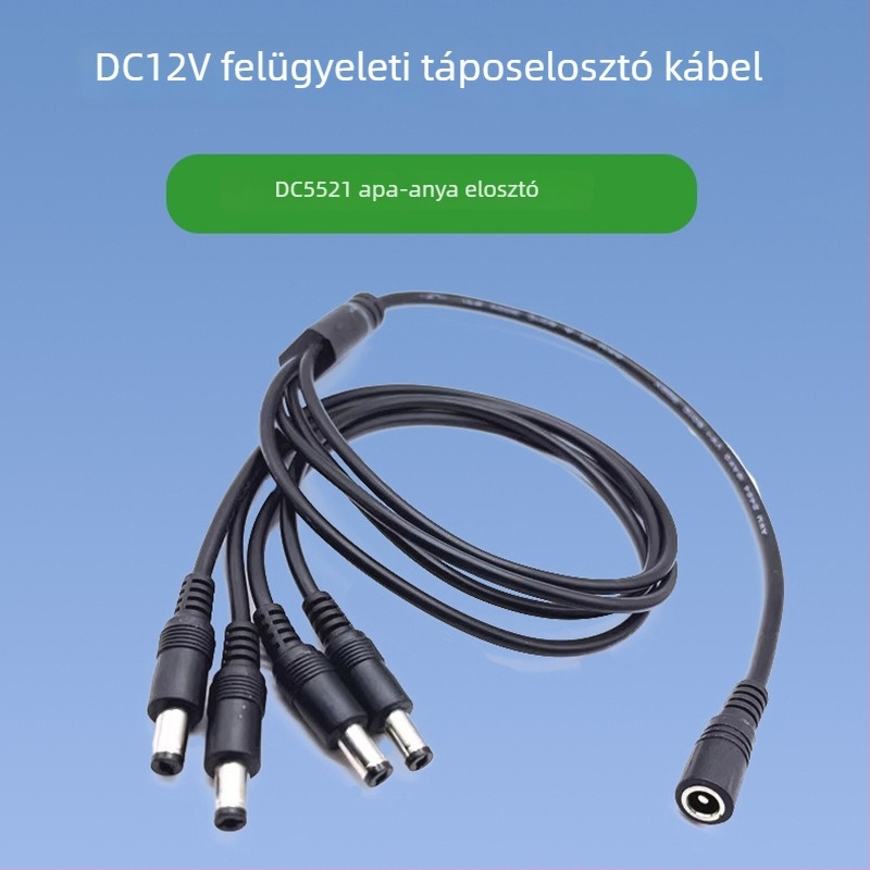 12V LED-szalaghoz tápegység elosztó kábel DC5521 csatlakozóval, elosztás 1-2 és 1-3, női–férfi