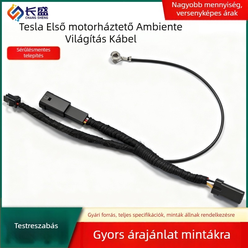 Tesla Model 3/Y Elülső és hátsó csomagtartó környezeti világítás csatlakozókábel – motorháztető világításkábel csatlakozó, szerelés károsodás nélkül
