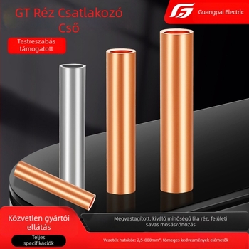 GT vörösréz kapcsolócső, 4–800 mm², ónbevonatú réz terminálkábel, közbenső réz csatlakozó