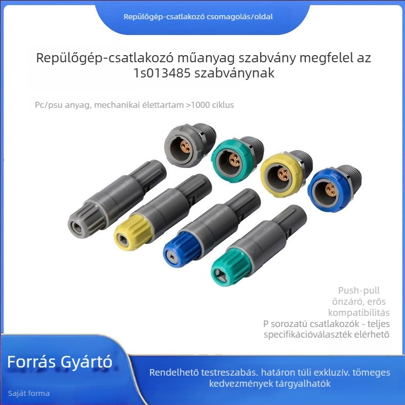 LEMO-kompatibilis M8 körkörös push-pull önzáró csatlakozó, 2-pólusú, férfi–női