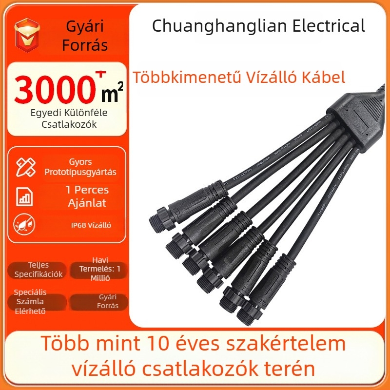 Y03-Y vízálló háromutas csatlakozó 2/3/4/5/6 vezetékes világítási modulokhoz, nylon fejcsatlakozóval