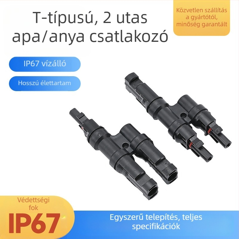 T-típusú kétoldalas MC4 napelemes csatlakozó akkumulátorpanel-összeállításhoz és párhuzamos buszmodulhoz