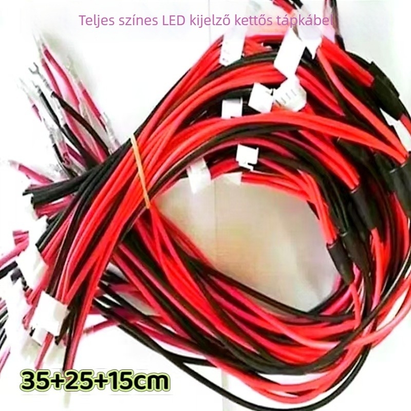LED kijelző teljes színű képernyő vezérlőkártya, tiszta réz 5V tápkábel, 1–2-es osztó kábel (piros–fekete)