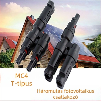 MC4 fotovoltaikus csatlakozó, T-típusú, 3-utas a napelemekhez
