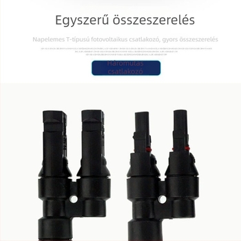 MC4 fotovoltaikus csatlakozó, T-típusú, 3-utas a napelemekhez