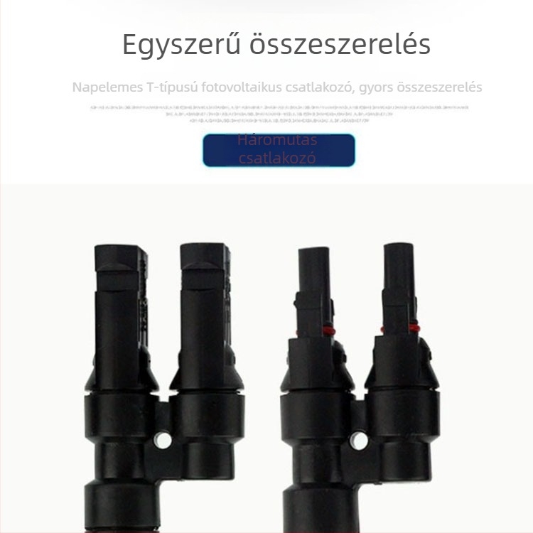 MC4 fotovoltaikus csatlakozó, T-típusú, 3-utas a napelemekhez