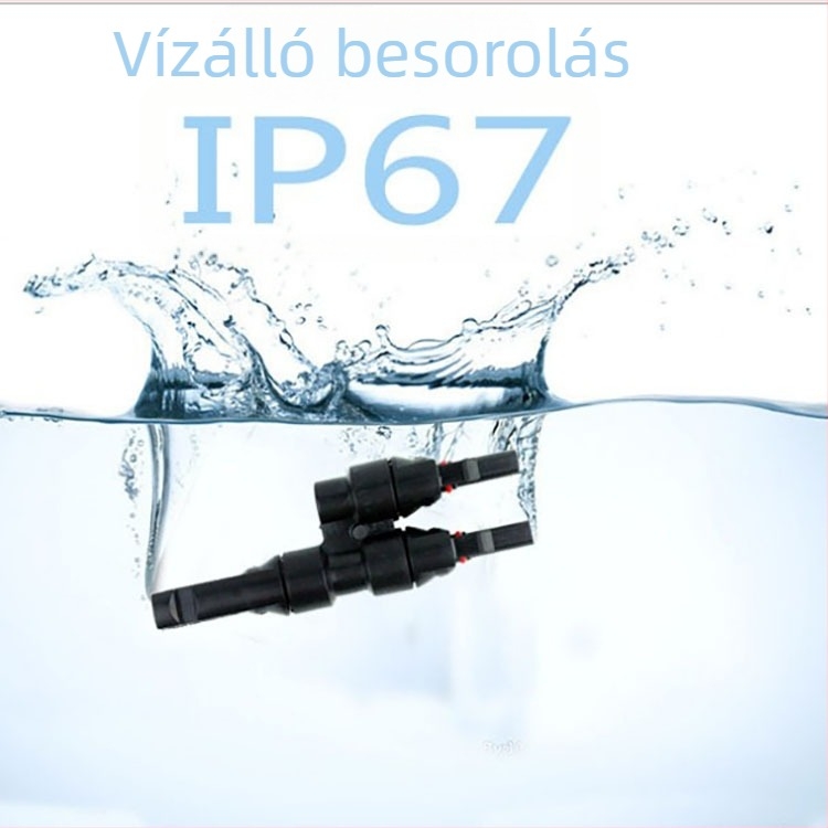 MC4 fotovoltaikus csatlakozó, T-típusú, 3-utas a napelemekhez