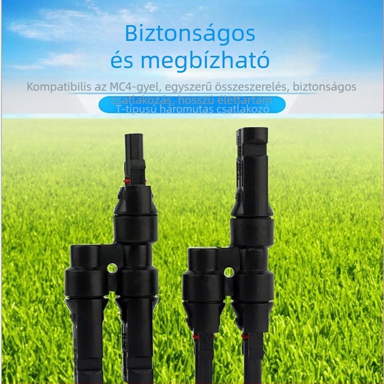 MC4 fotovoltaikus csatlakozó, T-típusú, 3-utas a napelemekhez