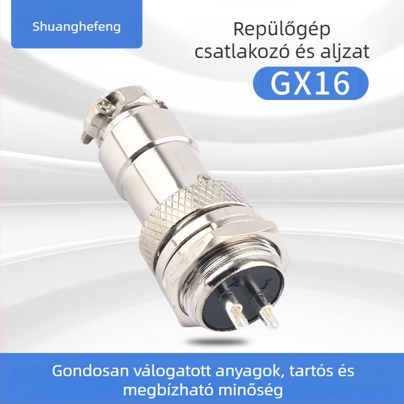 GX16 repülőgép csatlakozó 4-vezetékes tápkábellel, precízen megmunkált