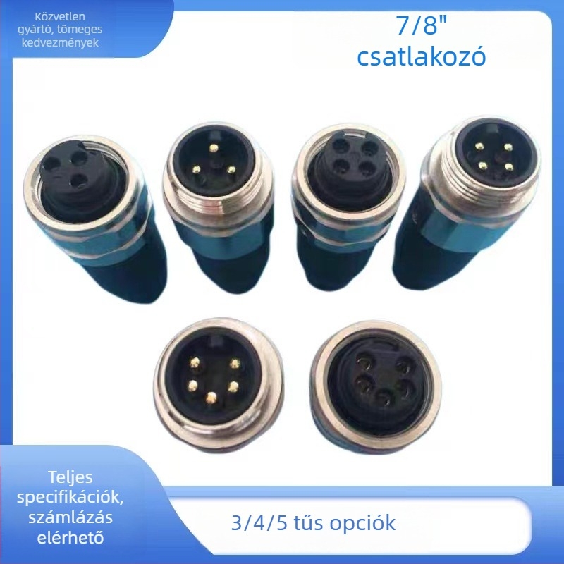 7/8 csatlakozó, M23 repülőgép-csatlakozó, 3-pólusú, 4-pólusú és 5-pólusú, M22 servo szenzor csatlakozó, moduláris tápegység csatlakozó