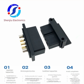 Aranyozott női akkumulátor csatlakozó, 30A 300V DC, gyors csatlakozás, 2+4 konfiguráció, 36,4×14,7 mm, elektromos járművek töltéséhez