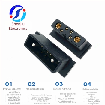Aranyozott női akkumulátor csatlakozó, 30A 300V DC, gyors csatlakozás, 2+4 konfiguráció, 36,4×14,7 mm, elektromos járművek töltéséhez