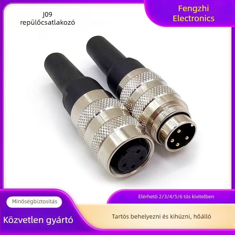 M16 repülőgép-konnektor, 2P/3P/4 pólus, 5/6/7/8 pólus, J09 kábel, férfi és női dugó végcsíptetővel