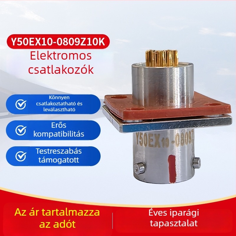 Kerek repülőgép elektromos csatlakozó Y50Ex10-0809Z10K, 1-tűs, réz szigetelésű, tengeri alkalmazások