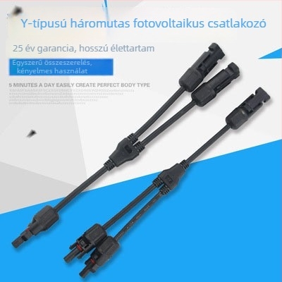 MC4 Y-típusú 3-utas csatlakozó napelemekhez, párhuzamos vízálló csatlakozó, 2–1 adapter