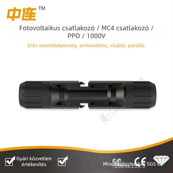 Zhonglian MC4 fotovillamos csatlakozó napelemekhez, 2P, vízálló adapter, PPO anyag