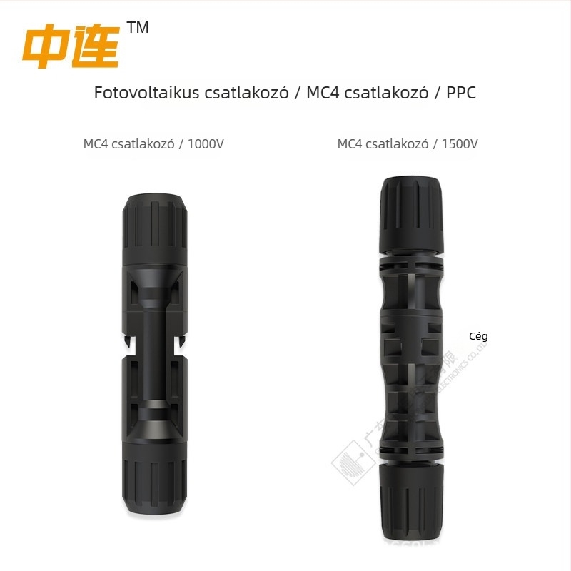 Zhonglian MC4 fotovillamos csatlakozó napelemekhez, 2P, vízálló adapter, PPO anyag