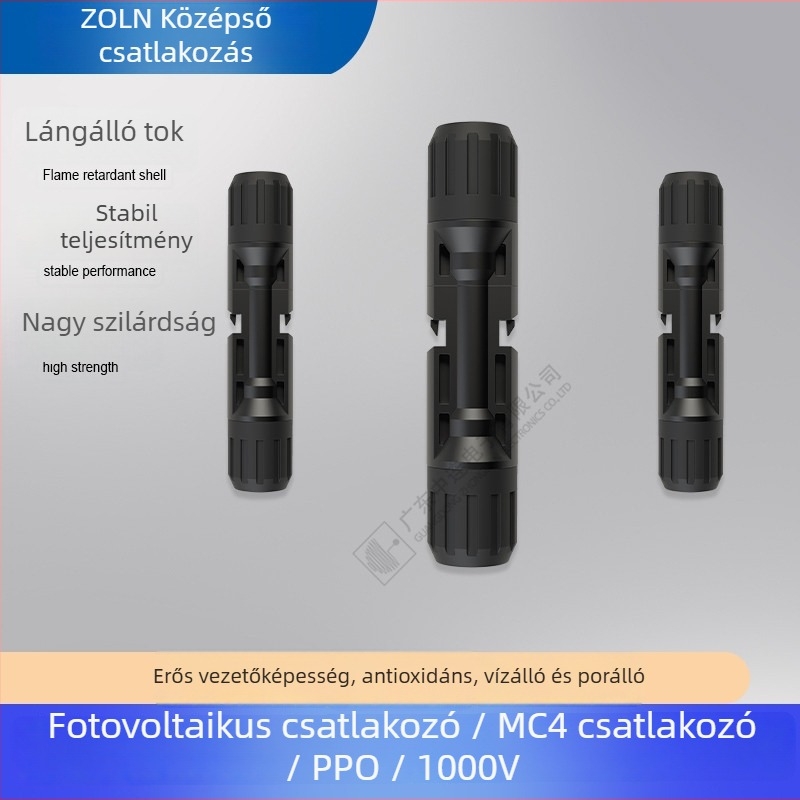 Zhonglian MC4 fotovillamos csatlakozó napelemekhez, 2P, vízálló adapter, PPO anyag
