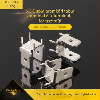 6,3 mm-es duplex PCB pozicionáló betétek PVC forrasztó terminálokkal, fém férfi- és női csatlakozókkal – nem szabványos