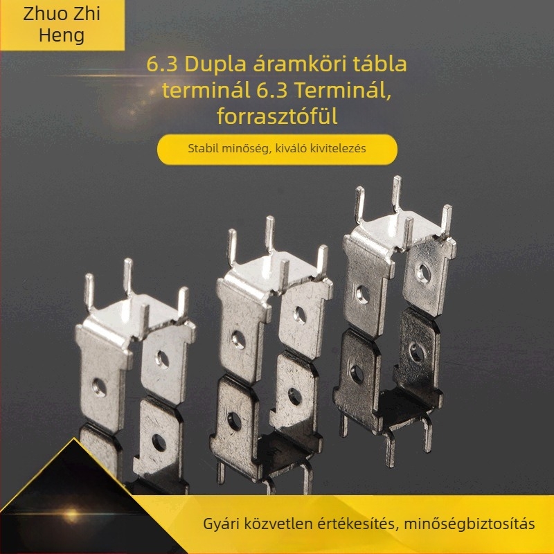 6,3 mm-es duplex PCB pozicionáló betétek PVC forrasztó terminálokkal, fém férfi- és női csatlakozókkal – nem szabványos
