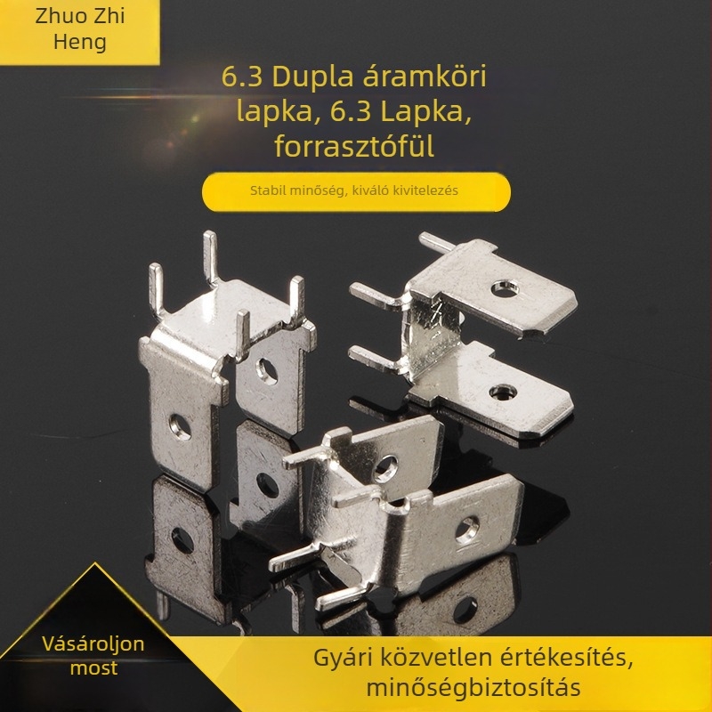 6,3 mm-es duplex PCB pozicionáló betétek PVC forrasztó terminálokkal, fém férfi- és női csatlakozókkal – nem szabványos