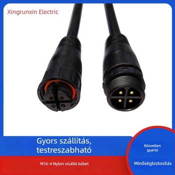 M16-4 nylon 4-vezetékes vízálló dugó és 4P férfi–női csatlakozó napelemes energiaellátáshoz