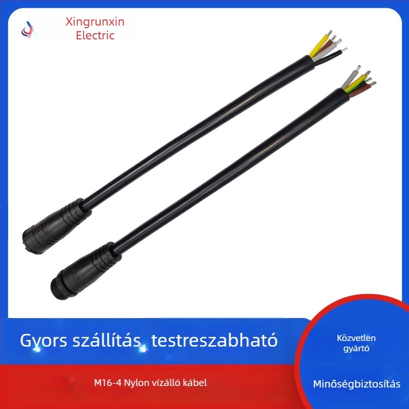 M16-4 nylon 4-vezetékes vízálló dugó és 4P férfi–női csatlakozó napelemes energiaellátáshoz