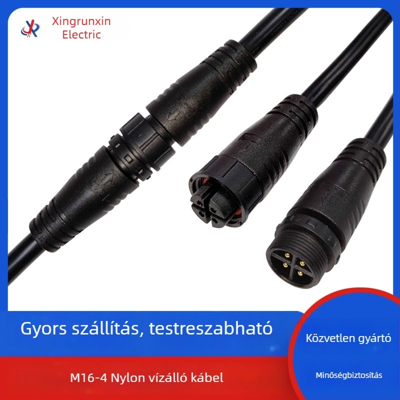 M16-4 nylon 4-vezetékes vízálló dugó és 4P férfi–női csatlakozó napelemes energiaellátáshoz