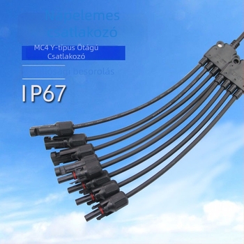 MC4 napelemes PV csatlakozó, Y-típusú ötágú dugó panel összeszereléséhez, 1–4 párhuzamos adapter