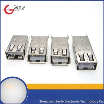USB Type-A női csatlakozó, AF180°, függőleges PCB-montázs, egyenes/ívelt lábak