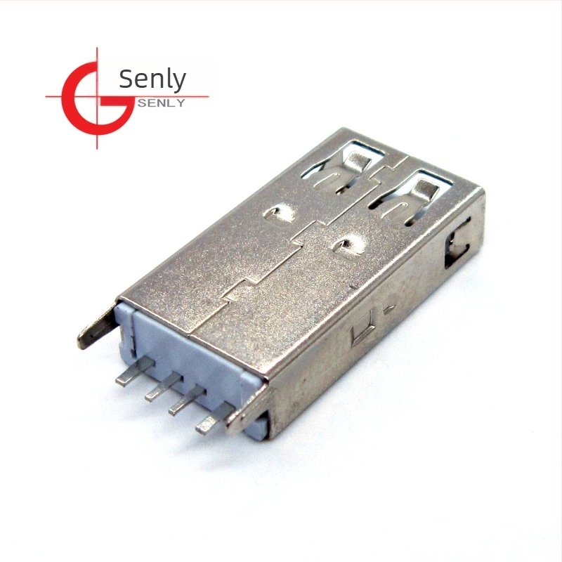 USB Type-A női csatlakozó, AF180°, függőleges PCB-montázs, egyenes/ívelt lábak