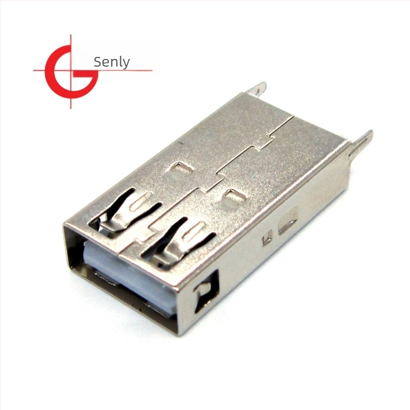USB Type-A női csatlakozó, AF180°, függőleges PCB-montázs, egyenes/ívelt lábak