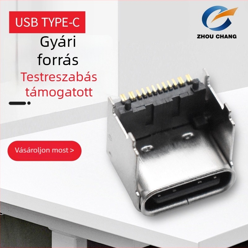 USB Type-C 16P női csatlakozó, kiemelt magasságú, 5.9/6.75/7.55 mm