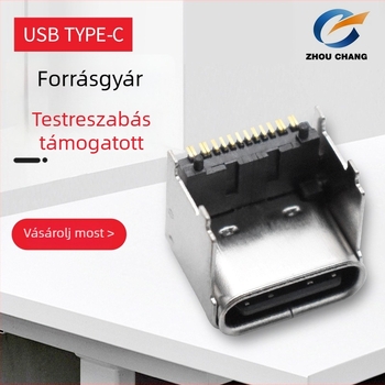 USB Type-C 16P női csatlakozó, kiemelt magasság 5.9/6.75/7.55 mm, késztermék