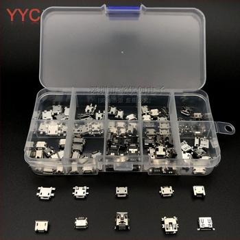 Micro USB női csatlakozó dobozban; MINI Android töltő végződés; mikrofon; DIY USB V8 kiegészítők