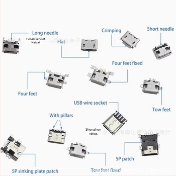 240 db Micro USB női csatlakozó, 24 típus, dobozban, Micro USB interfész