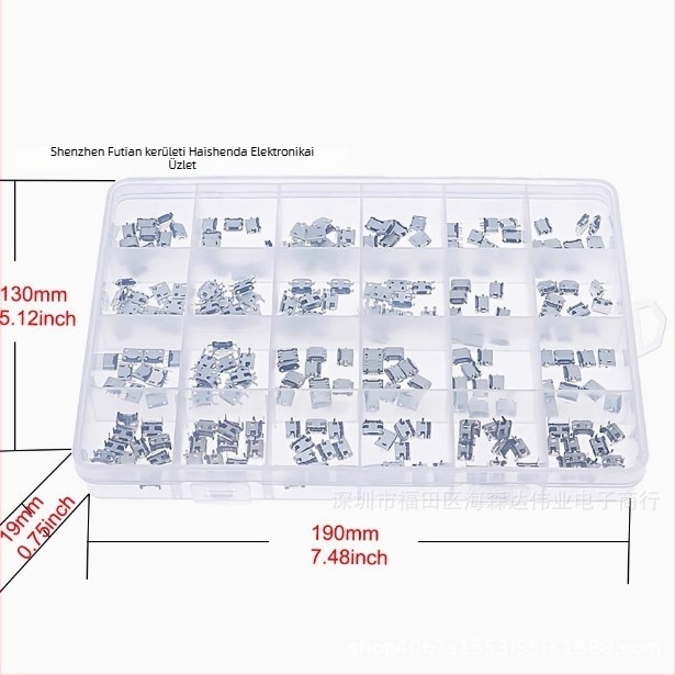 240 db Micro USB női csatlakozó, 24 típus, dobozban, Micro USB interfész