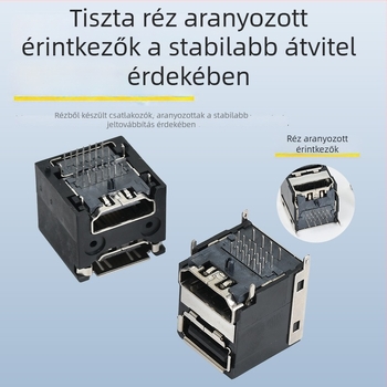 Személyre szabott D-Sub csatlakozó, kétszintű laminált USB+HDMI, DP 90° csatlakozó PC-hez