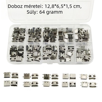 Type-C női USB SMT csatlakozó, USB 3.1, 4-tűs, 10 típus, 100 db.