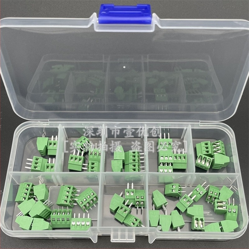 50 db DG308 terminálblokkok KF128, 2,54 mm közép, PCB csavaros típus, készlet 2/3/4 pólus