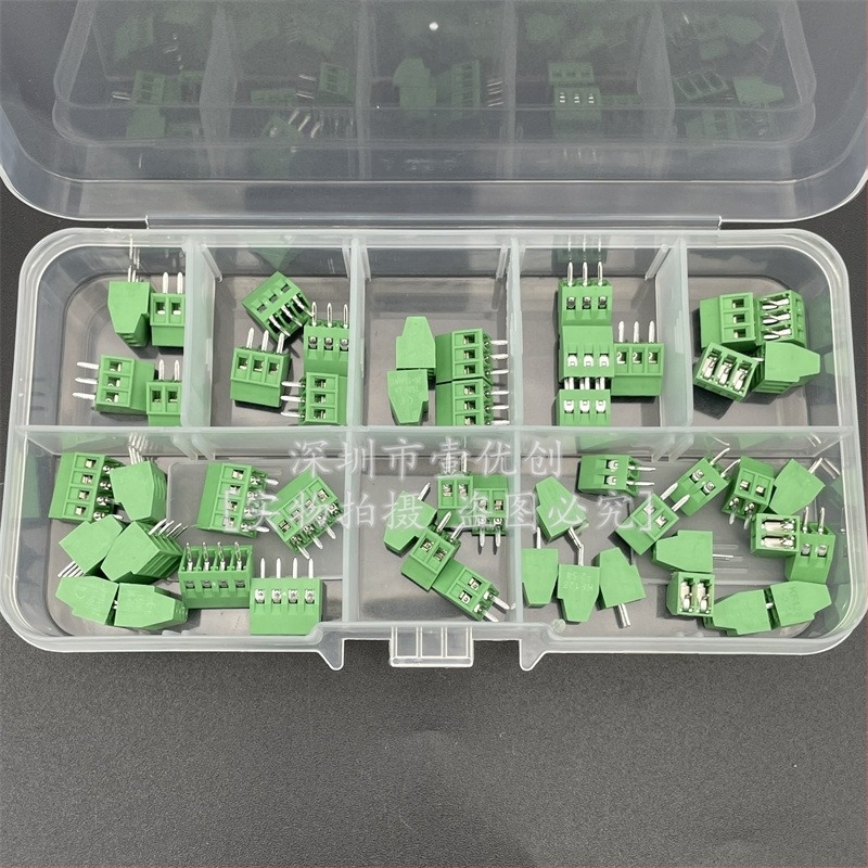 50 db DG308 terminálblokkok KF128, 2,54 mm közép, PCB csavaros típus, készlet 2/3/4 pólus