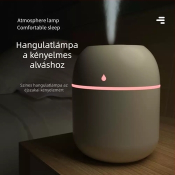 Hordozható párásító és aromaterápiás diffúzor íróasztalhoz, kollégiumba és az autóba — mini köd három kiárattal
