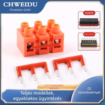 10 mm-es pitchű PCB pin rövidítő csík, H2519, réz, zöld terminál