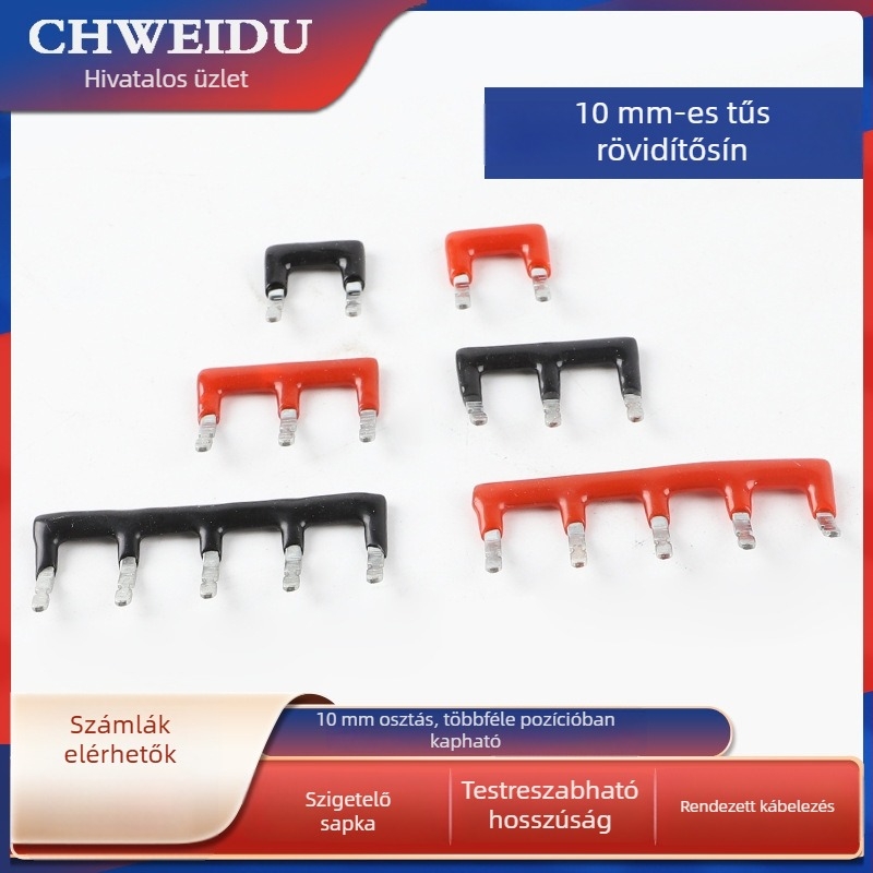 10 mm-es pitchű PCB pin rövidítő csík, H2519, réz, zöld terminál